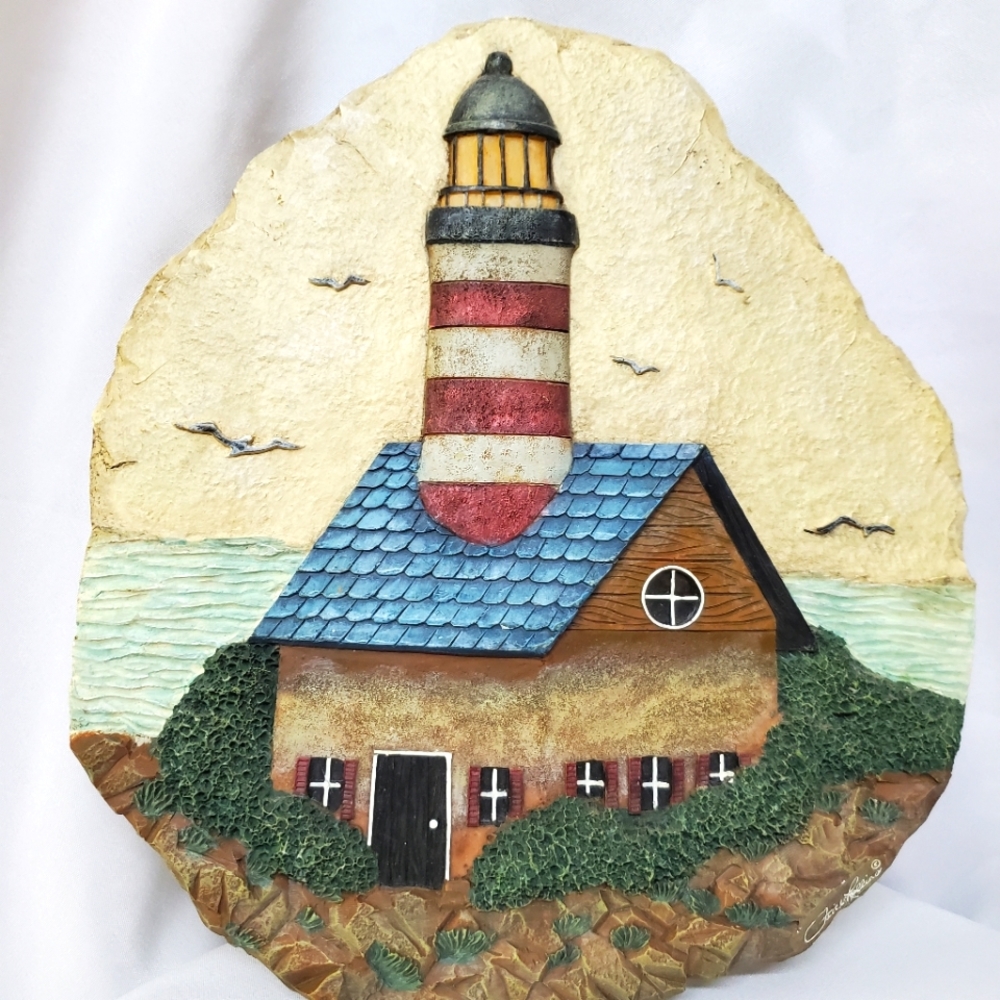Faith Rollins Collection Lighthouse Stepping Stone Plaque Wall Hanging